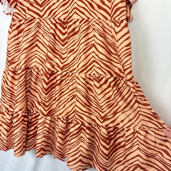 NWT Nine West Zebra Print Women's Dress Size XL Tiered Safari - Picture 7 of 14